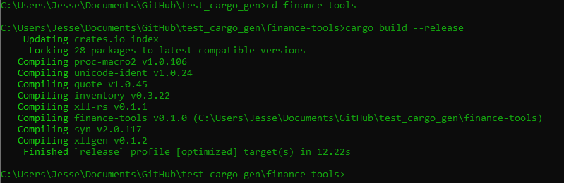 Screenshot of terminal showing successful cargo build --release output